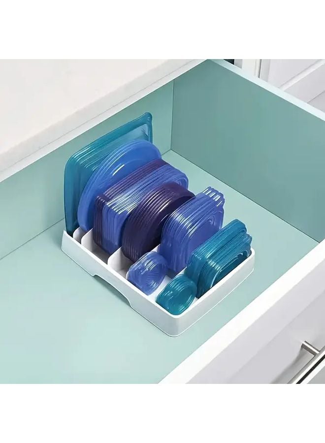 2 Pack Adjustable Kitchen Lid Organizer With 5 Dividers For Pot Lids Utensils Bowls - Image 2