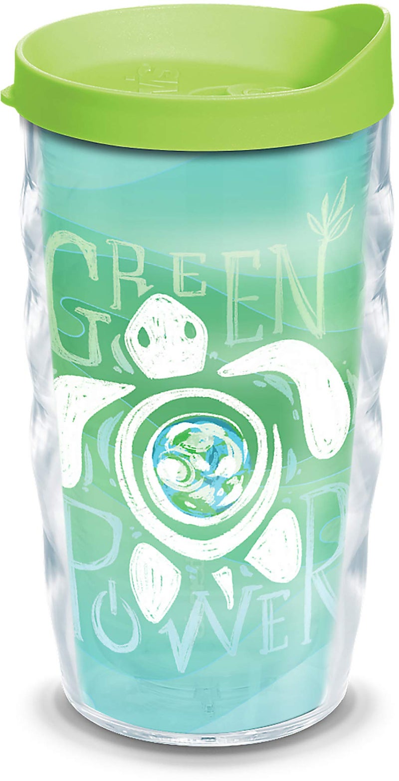 Tervis Turtle Insulated Tumbler with Wrap and Lime Green Lid, 10oz Wavy, Clear - Image 1