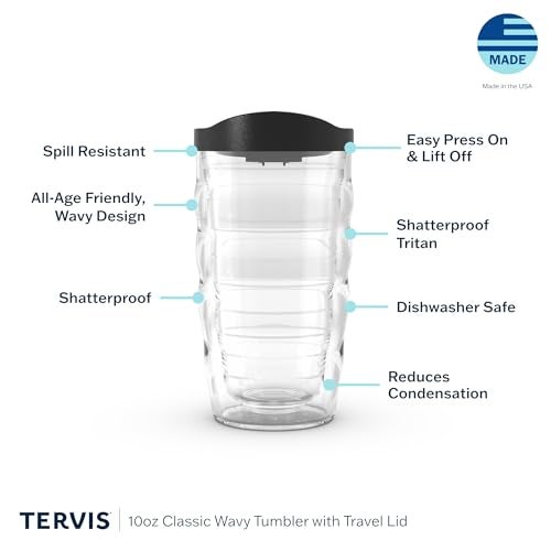 Tervis Turtle Insulated Tumbler with Wrap and Lime Green Lid, 10oz Wavy, Clear - Image 3