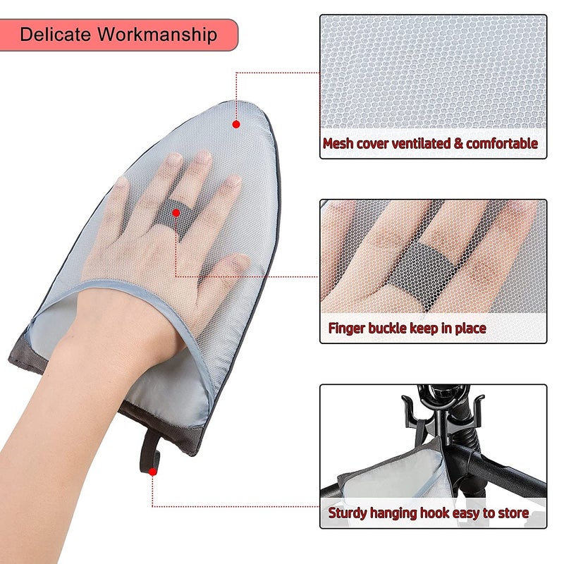 Swabs Handheld Ironing Board Handy Mini Iron Board Handheld Mini Ironing Board Handheld Thick Padding Waterproof Anti Steam Ironing Boards Garment Steamer Iron Gloves with Finger Loop 1 pcs - Image 2