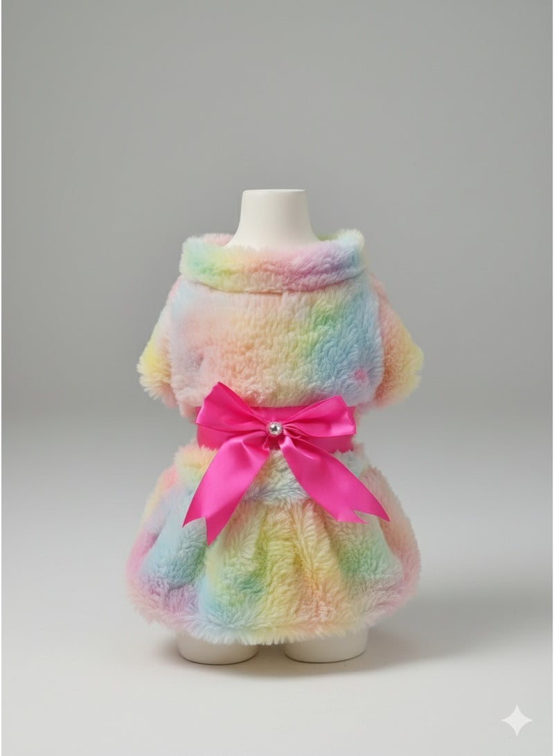 A.M Pet Skirt rainbow Print Dress up Super Soft Plush Winter Warm Pet Dog Cat Dresses Puppy Dog Princess Dresses Pet Dog Clothes - Image 3