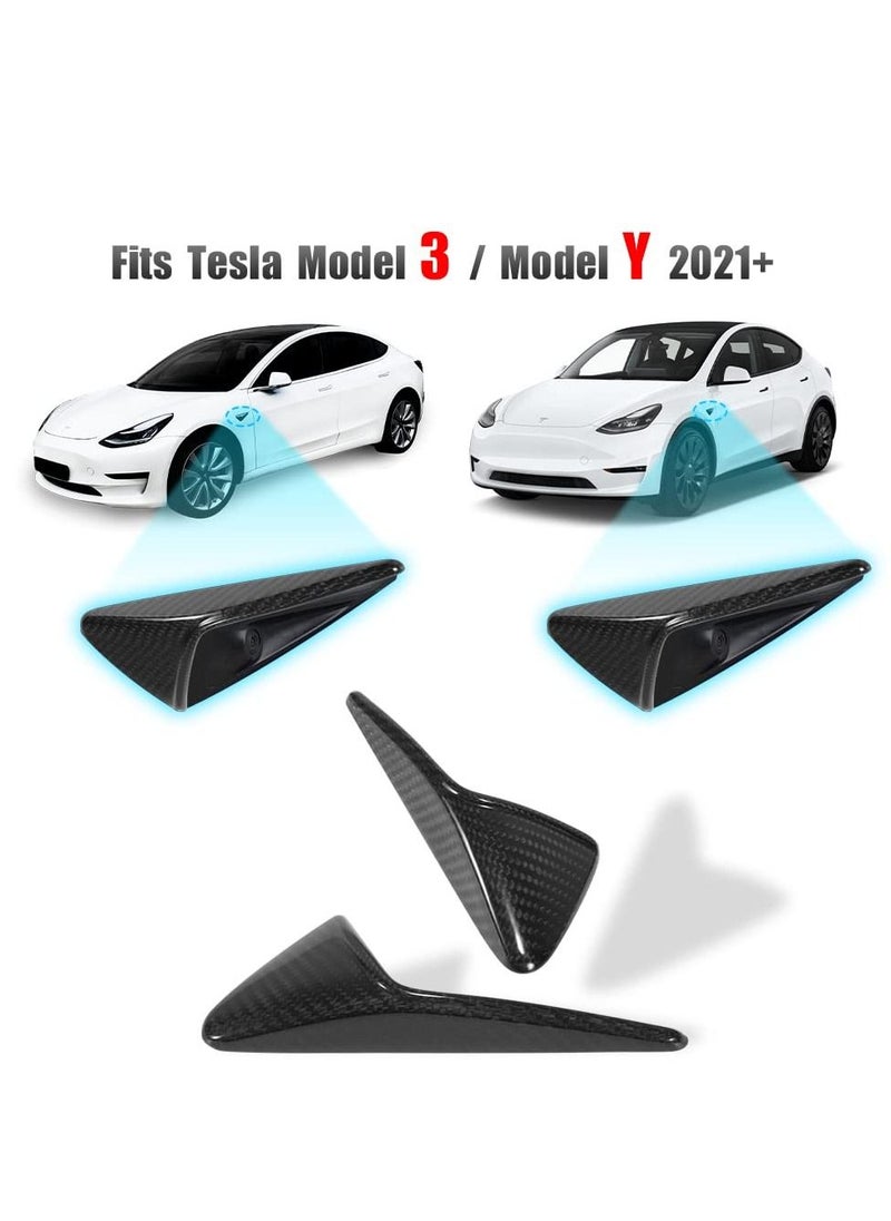 SYOSI - Tesla Turn Signal Side Camera Protection Cover for Model 3&Y, Real 3K Dry Carbon Fiber Side Camera Cover Accessories(2PCS, Gloss) - Image 1