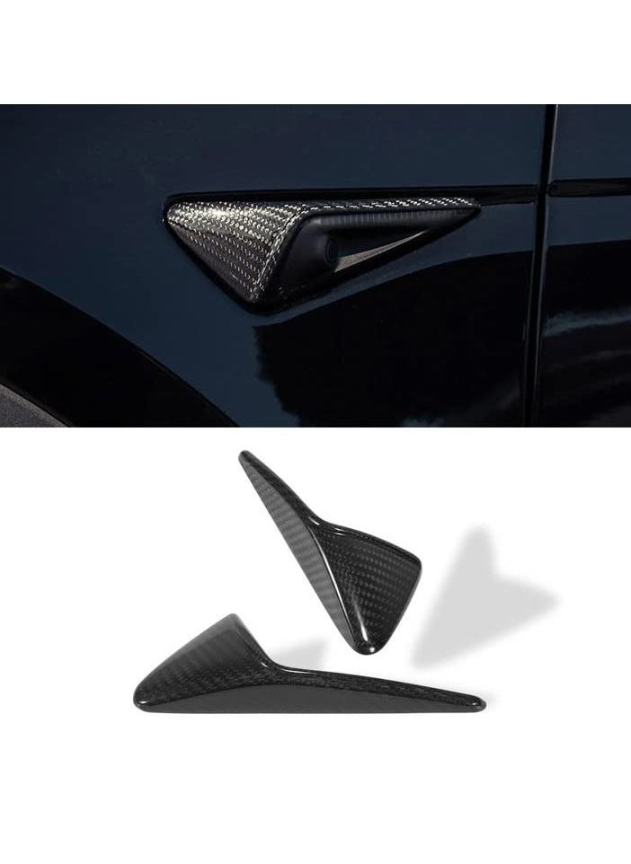 SYOSI - Tesla Turn Signal Side Camera Protection Cover for Model 3&Y, Real 3K Dry Carbon Fiber Side Camera Cover Accessories(2PCS, Gloss) - Image 1