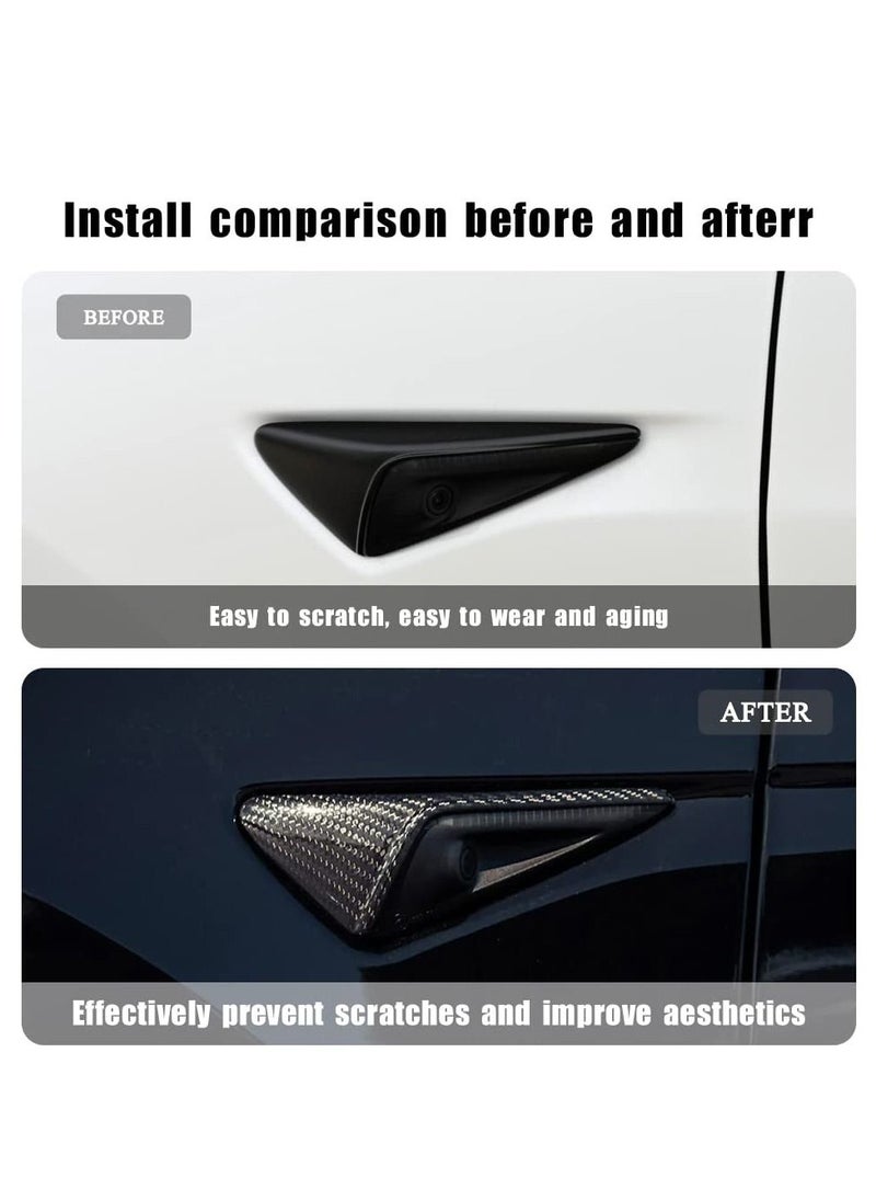 SYOSI - Tesla Turn Signal Side Camera Protection Cover for Model 3&Y, Real 3K Dry Carbon Fiber Side Camera Cover Accessories(2PCS, Gloss) - Image 1