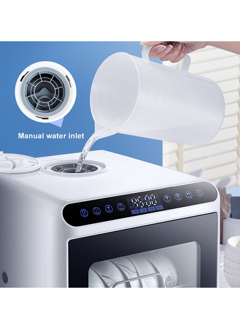 Counter-Top Dishwasher 25L with UV Sterilization /Dual Mode / Water Tank & Inlet Pipe / Compact Size / High Energy Efficient - White