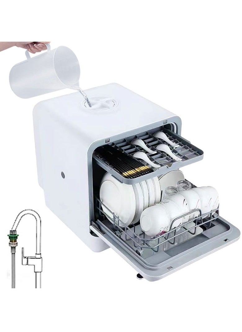 Counter-Top Dishwasher 25L with UV Sterilization /Dual Mode / Water Tank & Inlet Pipe / Compact Size / High Energy Efficient - White