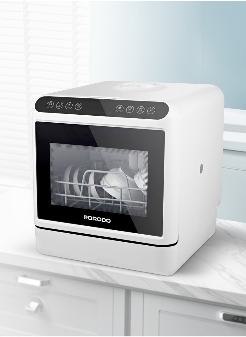 Counter-Top Dishwasher 25L with UV Sterilization /Dual Mode / Water Tank & Inlet Pipe / Compact Size / High Energy Efficient - White