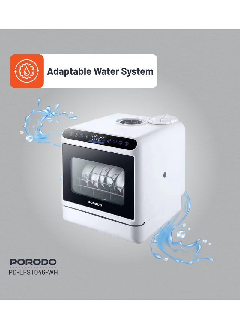 Counter-Top Dishwasher 25L with UV Sterilization /Dual Mode / Water Tank & Inlet Pipe / Compact Size / High Energy Efficient - White