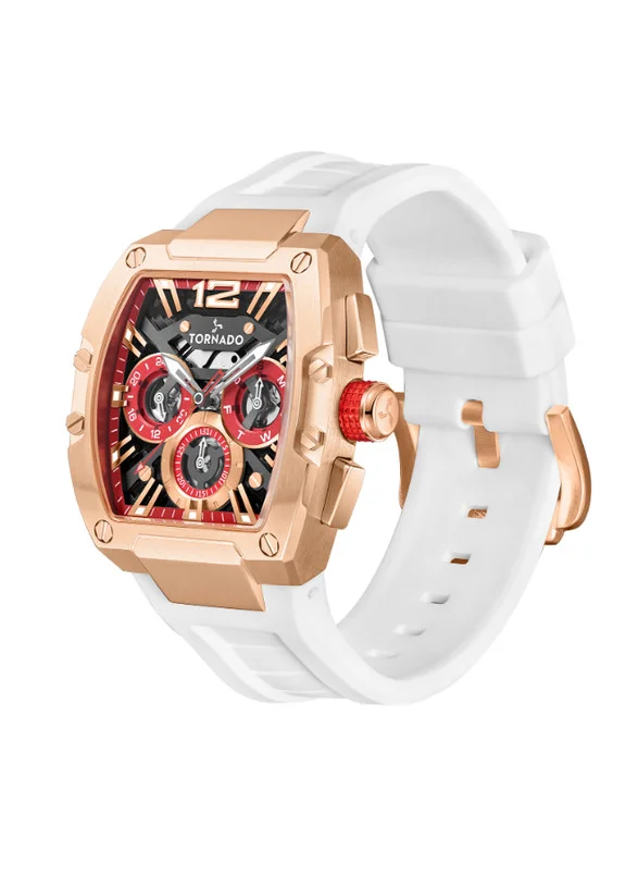 تورنيدو Tornado XENITH T23105-RSWB Men's Analog Display Watch & Silicone Strap White