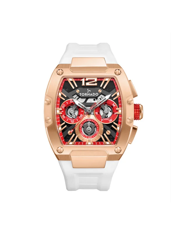 تورنيدو Tornado XENITH T23105-RSWB Men's Analog Display Watch & Silicone Strap White
