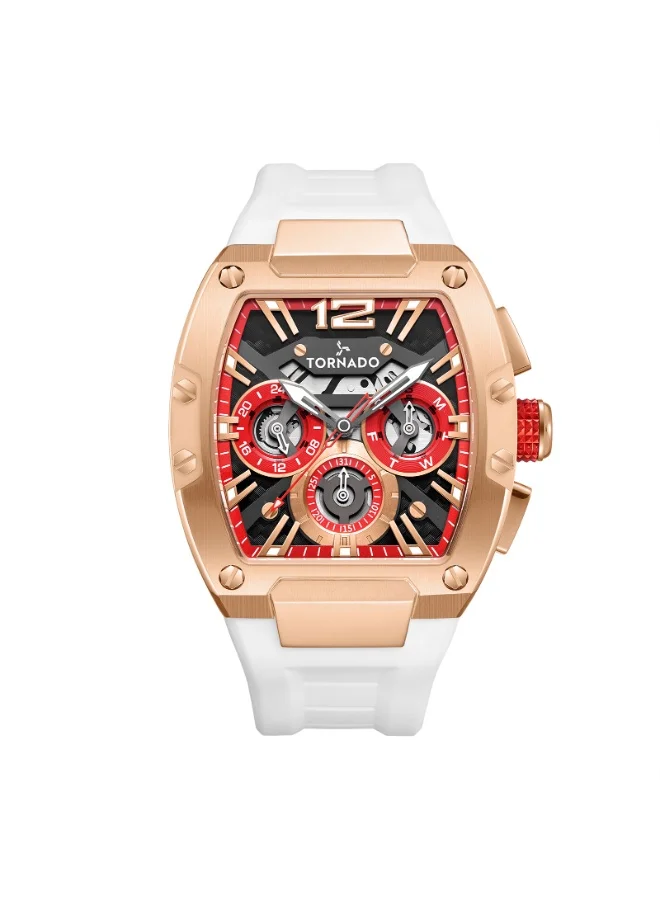TORNADO Tornado XENITH T23105-RSWB Men's Analog Display Watch & Silicone Strap White