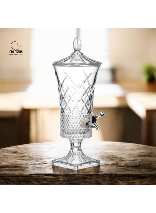 Dispenser Crystal Imported Osmanli Glass dispenser with glass cover from Luxurious heavy glass and acrylic faucet Dispenser Ramadan juice and drinks Because invitations honor you in front of your guests Very elegant and elegant Size 2 litres - Image 1