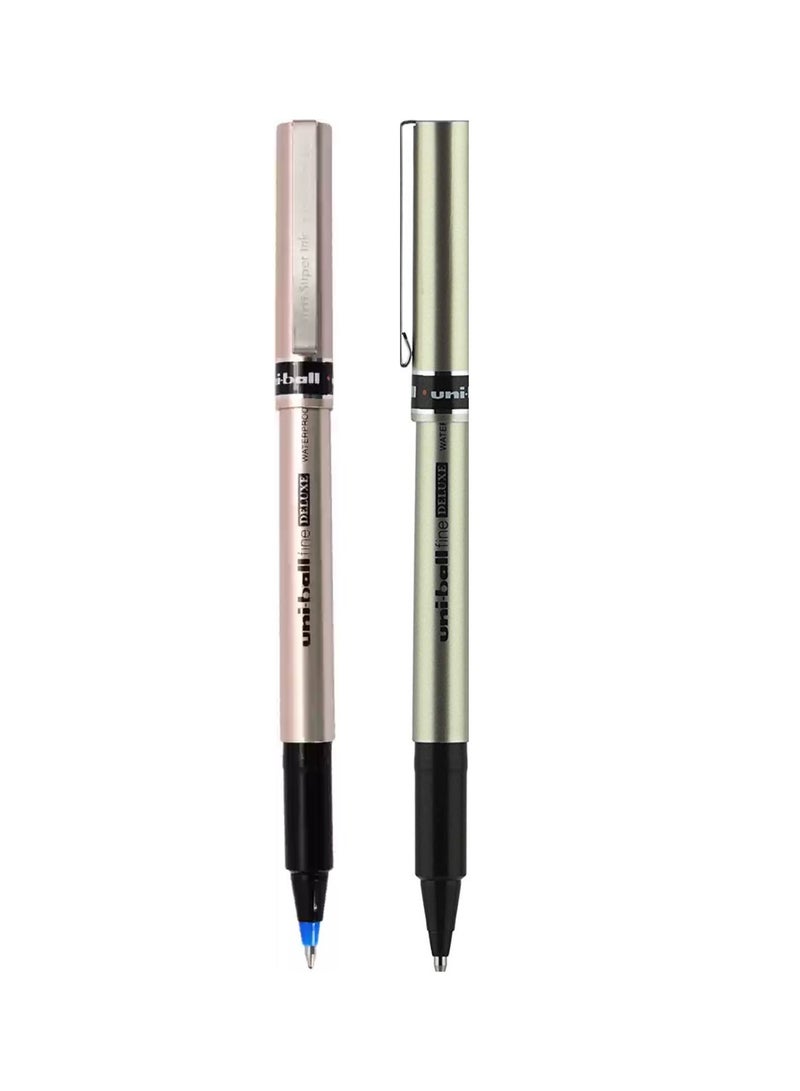 Uniball 2-Piece Fine Deluxe Rollerball Pen Multicolour - Image 1