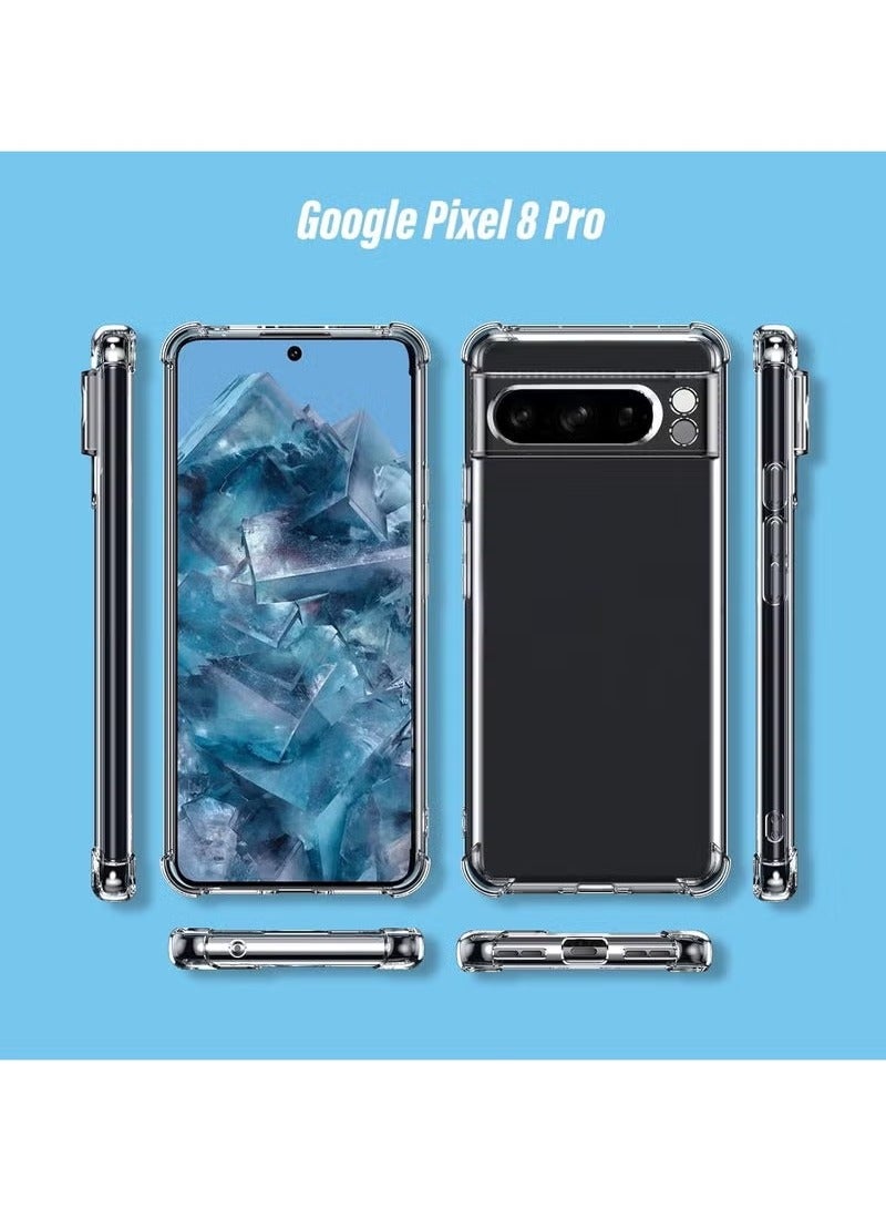 TIGER Case for Google Pixel 8 Pro Phone Case, with 1 Piece Screen Protector, TPU Bumper Shockproof Silicone Fullbody Protective Case Cover for Google Pixel 8 Pro, Transparent - Image 4
