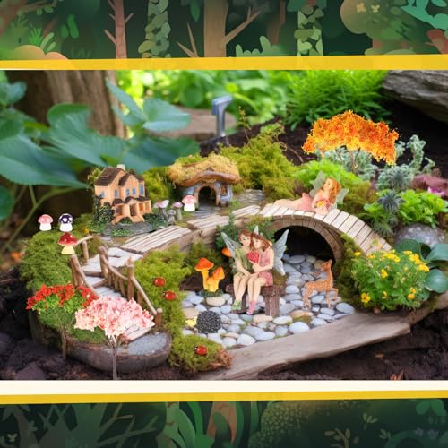 Canlierr 58 Pieces Miniature Garden Set, Fairy House Diorama Accessories Couple Statue Mini Figurines Micro Landscape Ornaments Mixed Model Trees for DIY Garden Decor Succulent Dollhouse Craft - Image 5