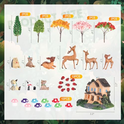 Canlierr 58 Pieces Miniature Garden Set, Fairy House Diorama Accessories Couple Statue Mini Figurines Micro Landscape Ornaments Mixed Model Trees for DIY Garden Decor Succulent Dollhouse Craft - Image 3