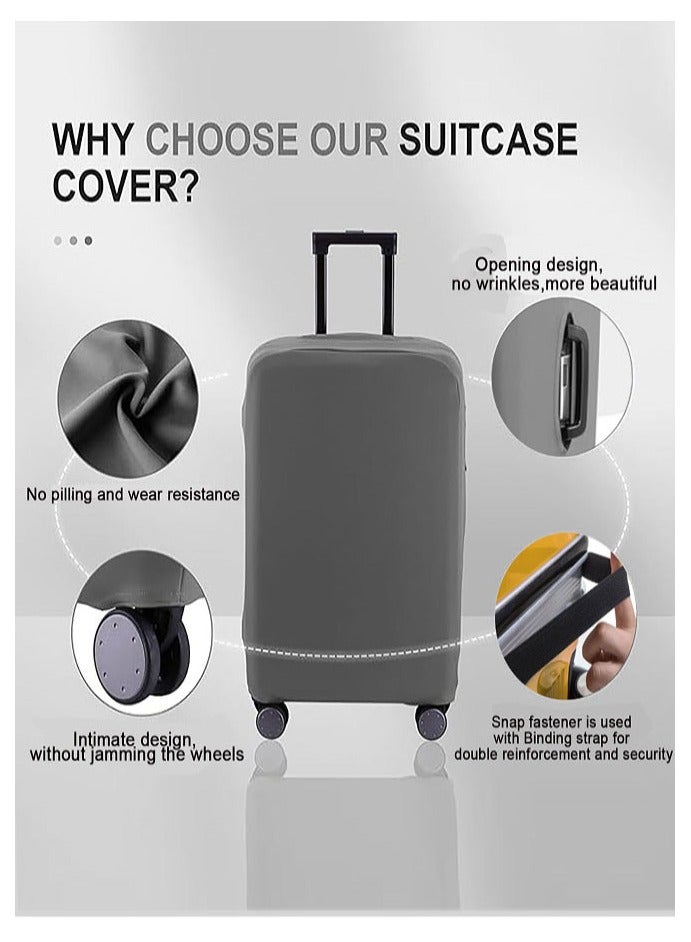 Travel Luggage Cover Protector, Elastic Suitcase Cover Dustproof Luggage Cover Anti-Scratch Baggage Cover Travel Accessories, Grey（22-25 Inch） - Image 3