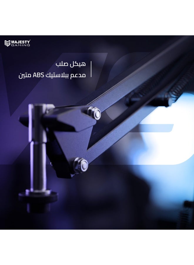 Majesty Microphone Arm 360 Degree Rotation | Mic Stand for Podcasting, Streaming, Recording, Gaming, and Content Making | Internal Cable Management | Anti-Vibration Stand Holds Up to 1.5kg - Black - Image 4