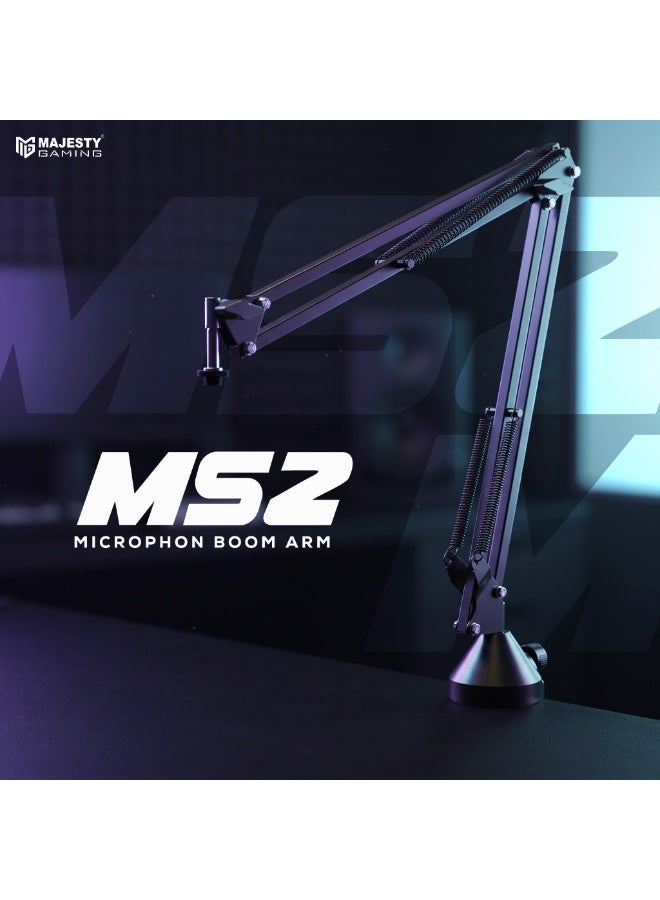 Majesty Microphone Arm 360 Degree Rotation | Mic Stand for Podcasting, Streaming, Recording, Gaming, and Content Making | Internal Cable Management | Anti-Vibration Stand Holds Up to 1.5kg - Black - Image 2