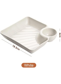 Kolorful Kolorful Chip and Dip Serving SetPlastic Dumpling Plates with Sauce Compartment Square Serving Plates with Sauce Holder Snack Plates Serving Dish Platter Tray for Party 4 White  - Image 2