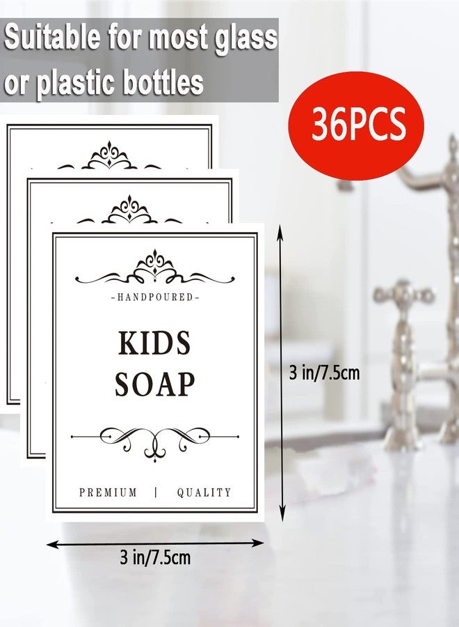 DNSEN 36 PCS Printed Waterproof Labels for Shampoo and Conditioner Bottles,Bathroom Soap Dispenser Organization Label Stickers White - Image 2