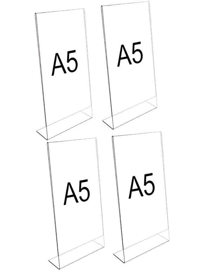 Sehgal Store A5 Acrylic Tent Card Holder Clear Acrylic Display Stand - Ideal for Photo Frames, Posters, and Art Prints - Sleek, Sturdy, and Versatile (3MM, Cell Cast) Pack Of 4 - Image 1