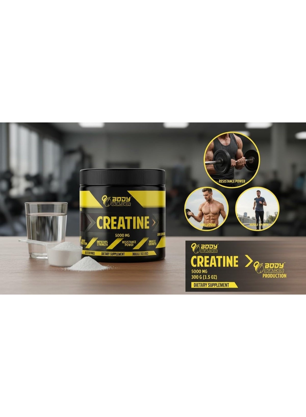 Body Builder Creatine Monohydrate 5000mg Powder Unflavored 200'S