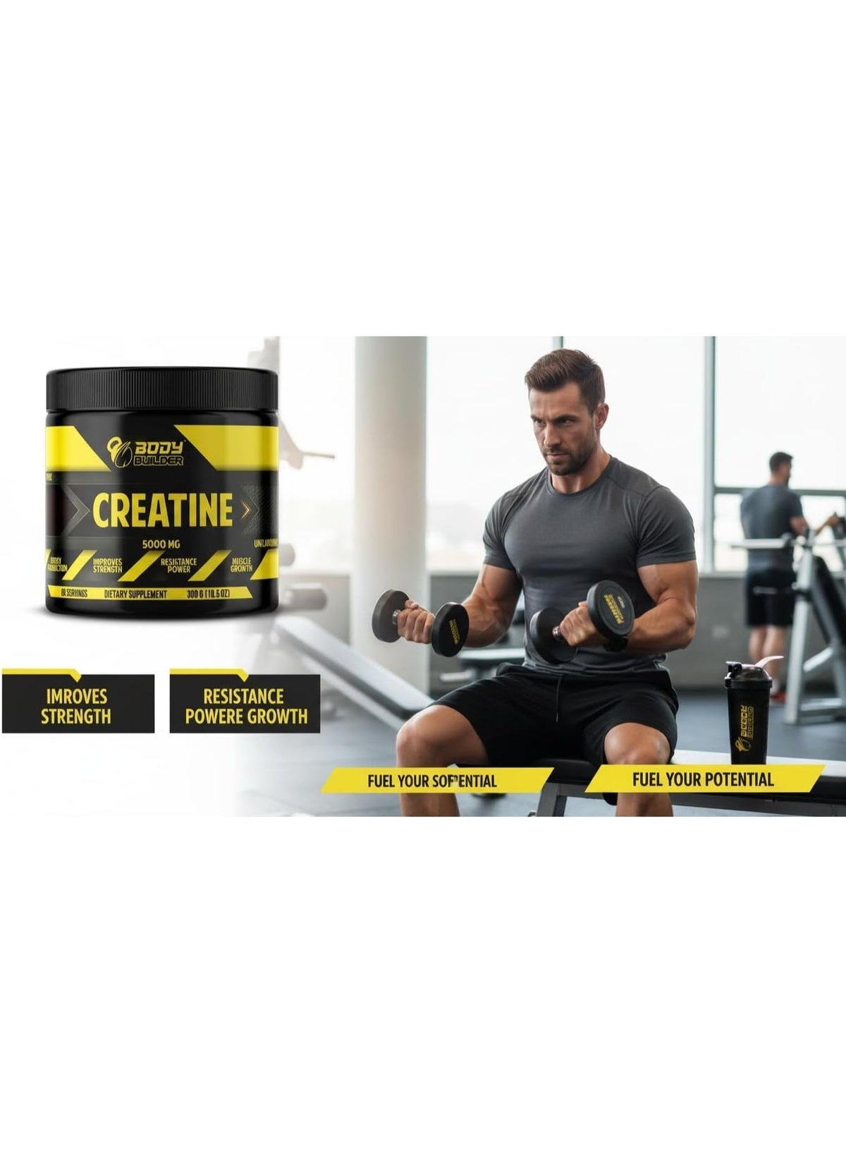 Body Builder Creatine Monohydrate 5000mg Powder Unflavored 200'S