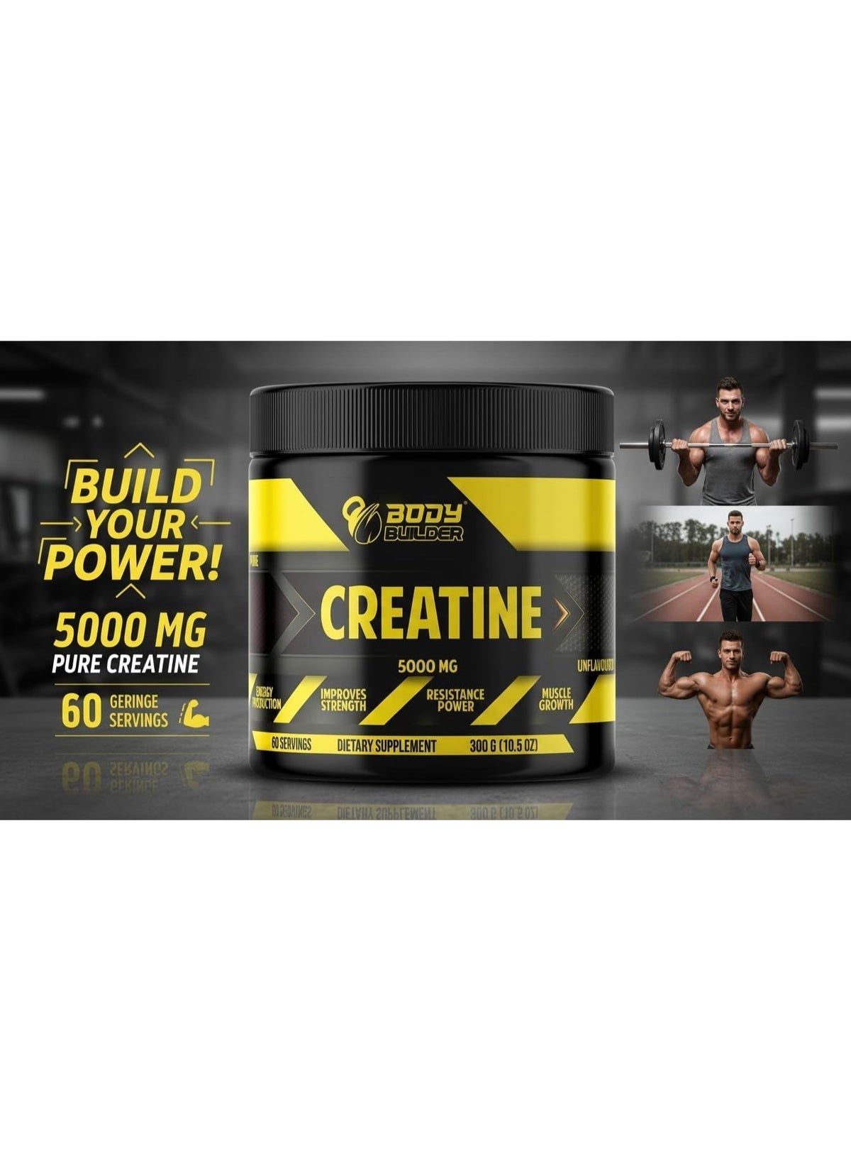 Body Builder Creatine Monohydrate 5000mg Powder Unflavored 200'S