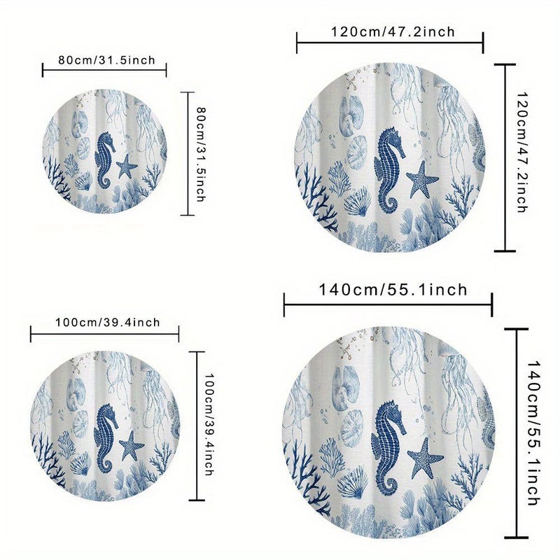 Washable Undersea Life Theme Acrylic Mat Starfish Coral Jellyfish Seahorse Seashell Plant Ocean Sea Design Soft Low Pile Bedroom Mat Modern Non Slip Living Room Floor Mat Office Throw Mat For Classroom Playroom 80x80cm 31.5x31.5inch - Image 4