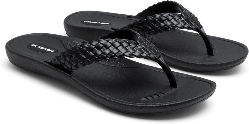 OKABASHI Women's Baha Flip Flop | Contoured Footbed w/Arch Support for All-Day Comfort | Slip-Resistant & Waterproof | Sustainably Made in The USA