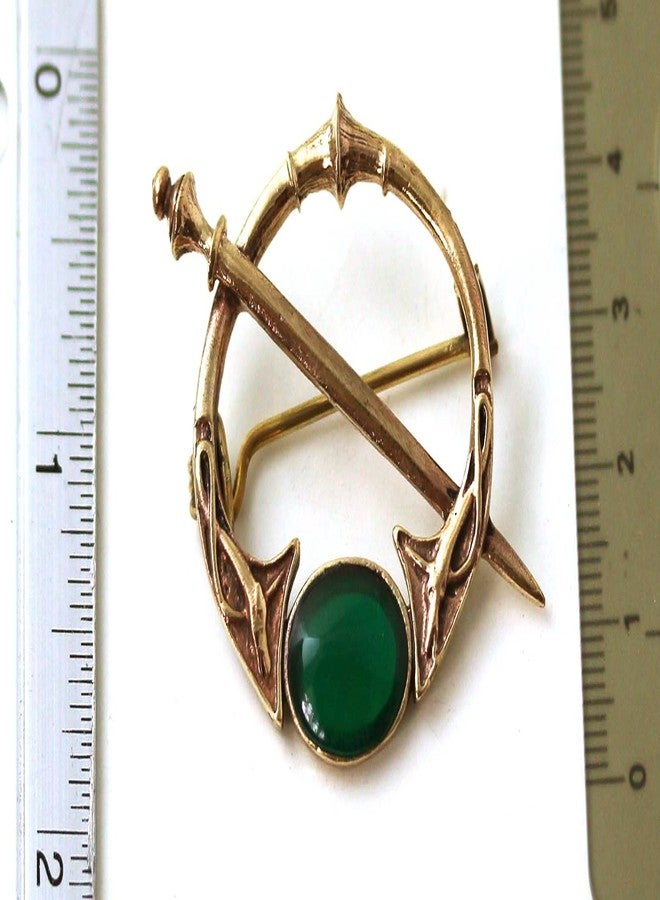 LynnAround Bronze Green Agate Celtic Knot Tara Brooch and Pins Norse Nordic Vintage Thailand Made Jewelry (Brooch) - Image 4