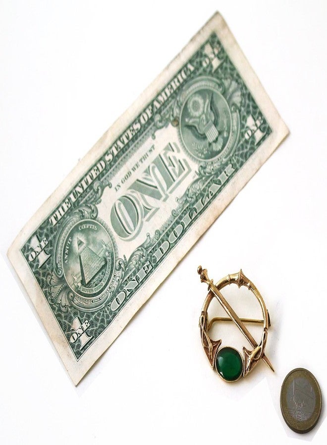 LynnAround Bronze Green Agate Celtic Knot Tara Brooch and Pins Norse Nordic Vintage Thailand Made Jewelry (Brooch) - Image 5