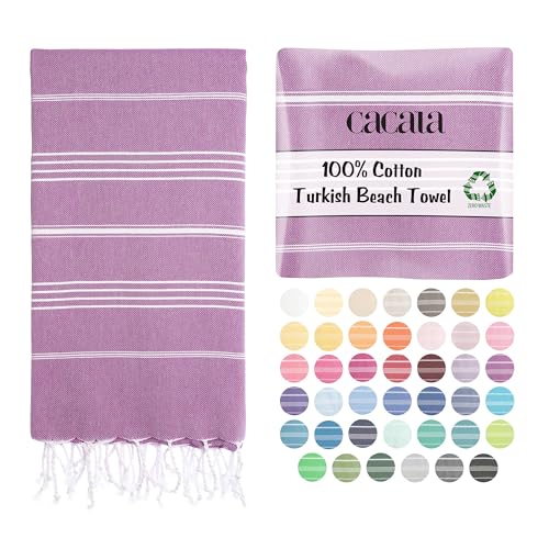Cacala Lightweight and Thin Turkish Beach Towel 100% Cotton Sand-Free and Quick-Drying Goodness Perfect as an Extra Large Travel Towel, Beach Accessory, or Gift for Beach Lovers, 37 x 70 - Image 1