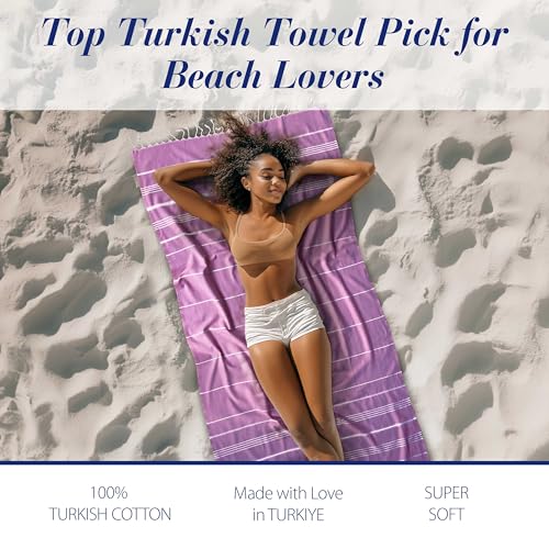 Cacala Lightweight and Thin Turkish Beach Towel 100% Cotton Sand-Free and Quick-Drying Goodness Perfect as an Extra Large Travel Towel, Beach Accessory, or Gift for Beach Lovers, 37 x 70 - Image 4