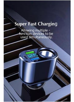66W Super Fast Car Charger Fast Charging 3 Port USB Car Power Adapter With 66W USB C Cable Car Fast Charger Plug For Steam Deck Macbook Laptops Tablets iPhone 16 15 Series Samsung Galaxy Xiaomi Black