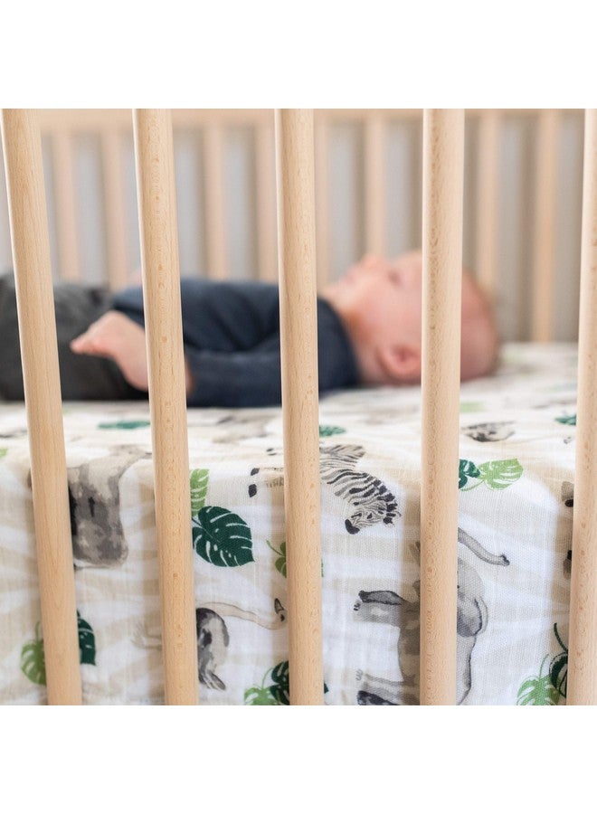 Bebe au Lait Bebe au Lait Classic Muslin Crib Sheet, 100% Cotton Muslin, Fits Standard Crib Mattress - Jungle - Image 4