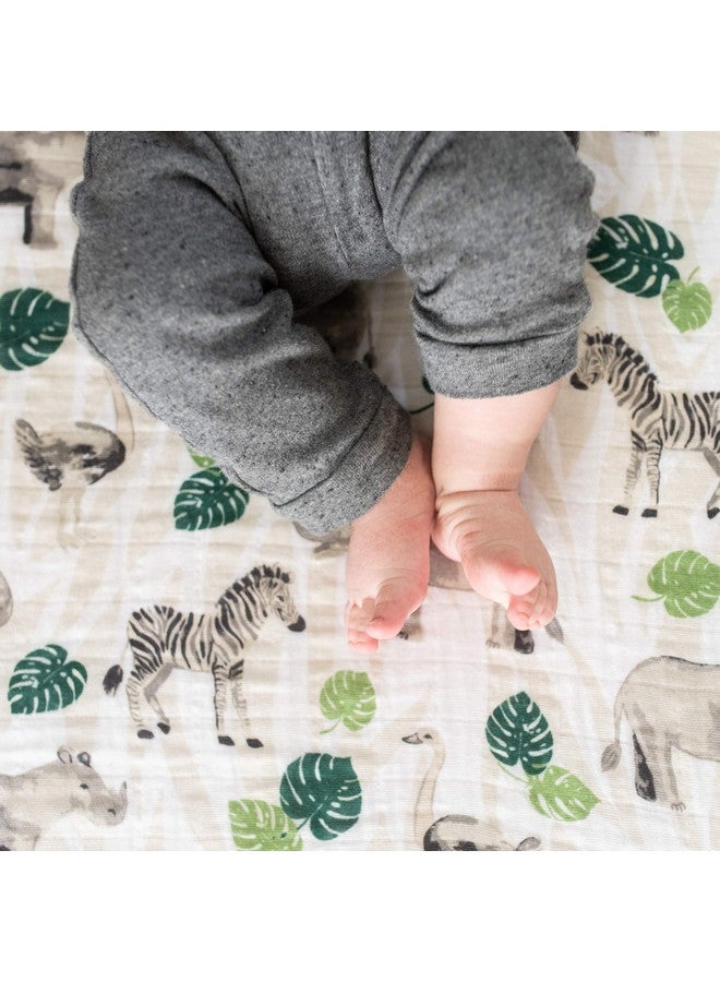 Bebe au Lait Bebe au Lait Classic Muslin Crib Sheet, 100% Cotton Muslin, Fits Standard Crib Mattress - Jungle - Image 2