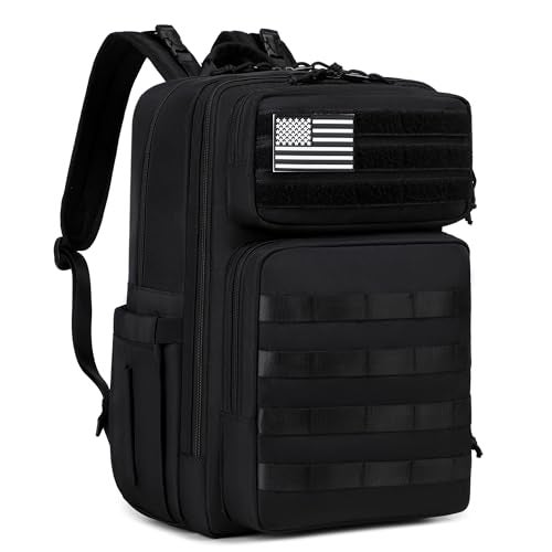 LORADI Large Dad Diaper Bag Backpack Tactical Style Black - Image 1
