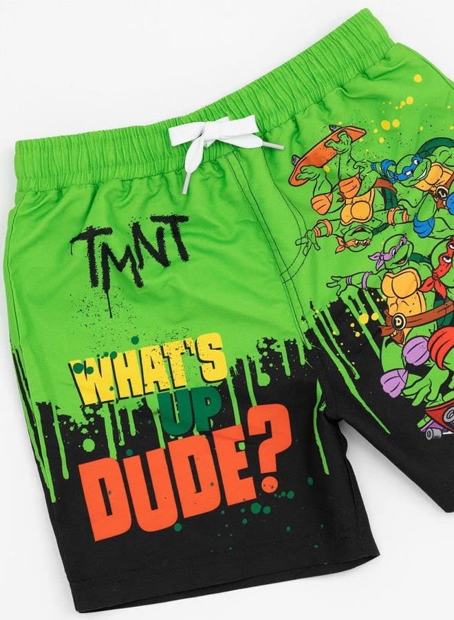 Teenage Mutant Ninja Turtles Boys Swim Shorts | Kids Graphic Swimming Pants | TMNT Drawstring Waistband Swimwear Trunks Black  - Image 4