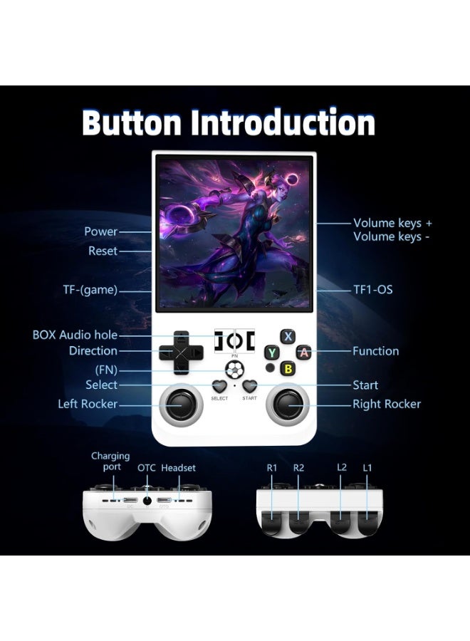 ELTRAZONE 2025 R36MAX Retro Handheld Game Console, 4.0 Inch IPS Screen Portable Mini Arcade, Linux System, 4000mAh Battery, 64GB Built-In Games, Pocket Gaming Console, White - Image 3