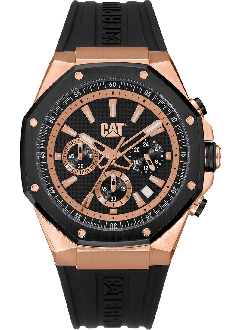 CAT Hexline Chrono AW.193.21.129 Black Dial Silicone Strap ... - Image 1