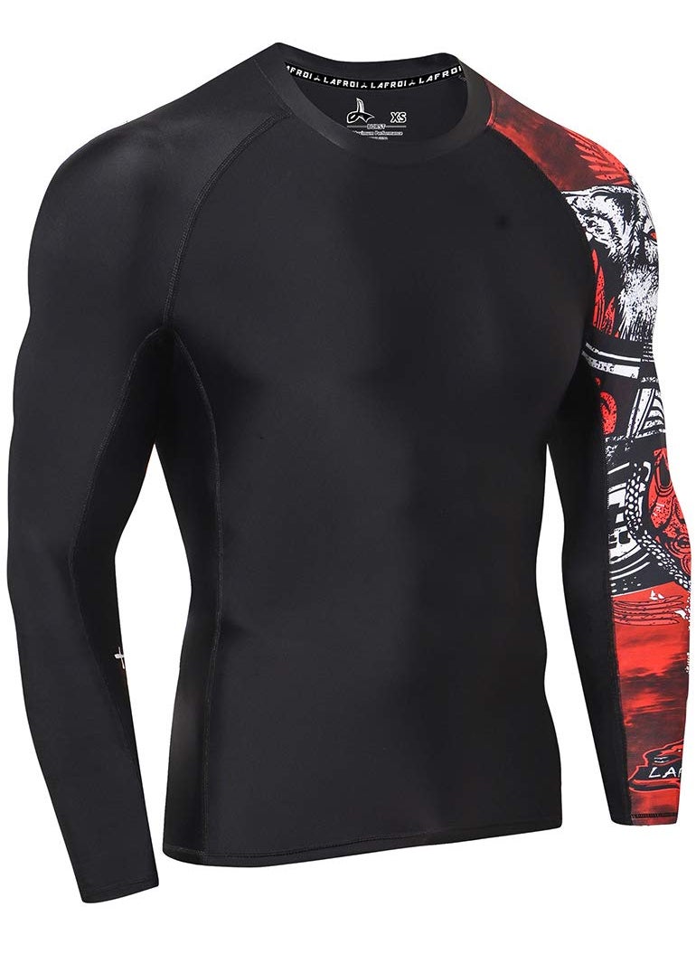 LAFROI LAFROI Men's Long Sleeve UPF 50+ Baselayer Skins Performance Fit Compression Rash Guard-CLYYB Asym Warrior Size LG  - Image 3