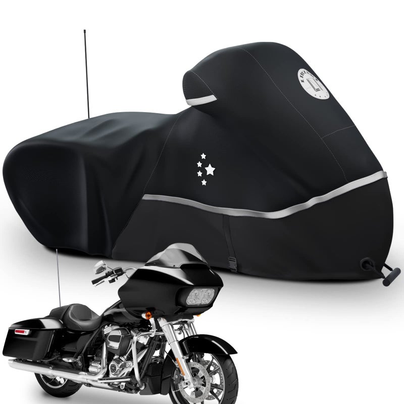 LI LIBZAKI Motorcycle Cover Storage for Touring Models Harley Davidson Road KingRoad GlideStreet Glide Electra GlideHeritage ClassicLow RiderSTand Most Motorcycles Black