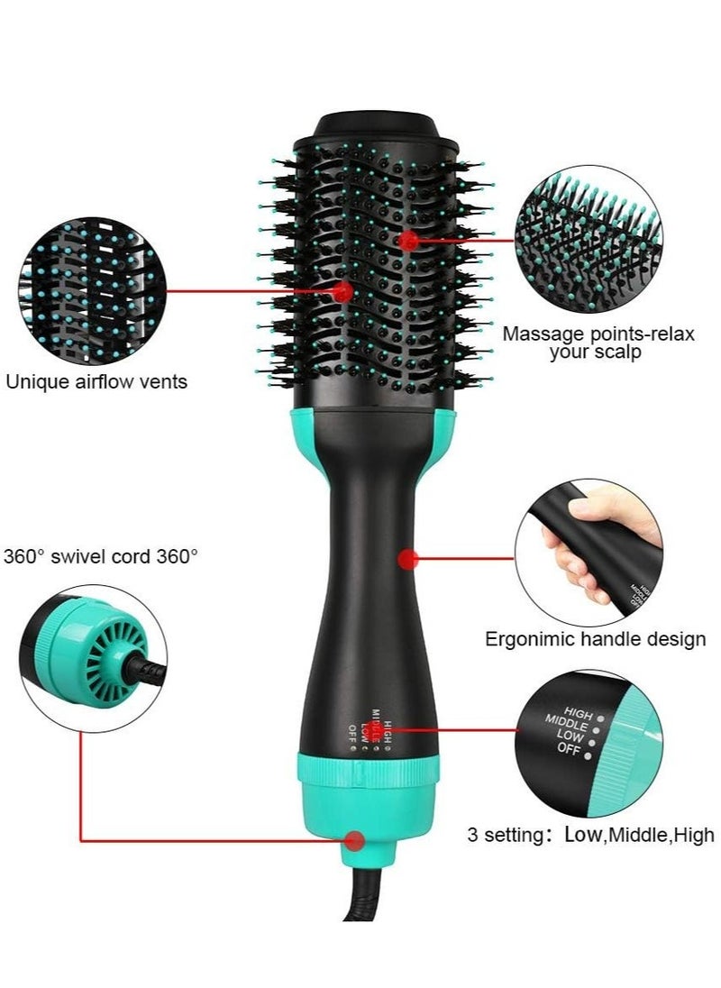 ELTRAZONE 3-in-1 One-Step Hot Air Hair Brush – Electric Straightener, Curler, and Dryer Comb (Green) | Fast Drying, Styling, and Volumizing Tool for Smooth, Shiny Hair | Ideal for All Hair Types - Image 2
