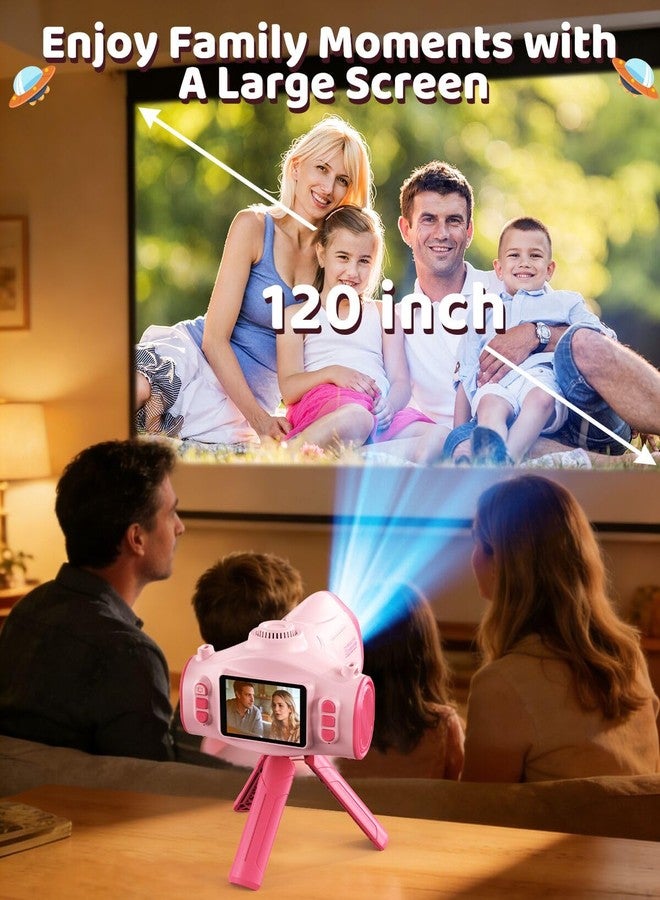 Usteetic Kids Camera with Projector, 1080P HD Digital Camera for Kids Ages 3-12, 48MP Photo Video Recorder with Stand 32GB SD Card Included, Christmas Birthday Gifts Toy for Girls Boys (Pink) - Image 5