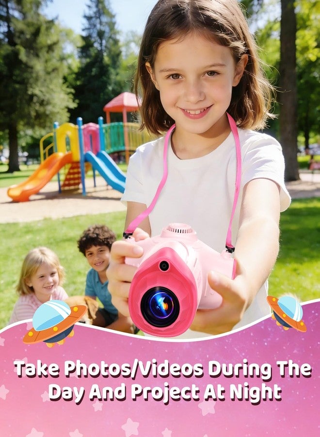 Usteetic Kids Camera with Projector, 1080P HD Digital Camera for Kids Ages 3-12, 48MP Photo Video Recorder with Stand 32GB SD Card Included, Christmas Birthday Gifts Toy for Girls Boys (Pink) - Image 4