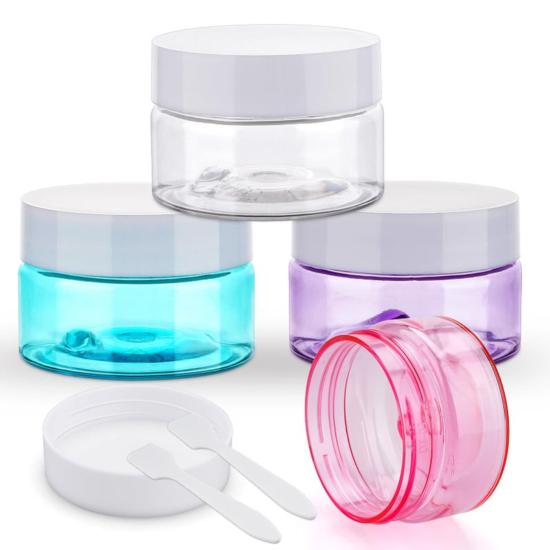 Cosywell Travel Jars Containers Cream Jars for Toiletries TSA Approved 1oz 4 Pack Refillable Cosmetic Containers Leakproof Plastic Travel Size Containers with Lid for Makeup Cosmetics 4color