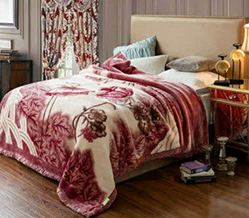 ELSTONE HOME ELSTONE HOME Soft Fabric Rose Printed Korean Double ply Double Bed Mink Blanket with Fancy Bag Packing Multicolor 