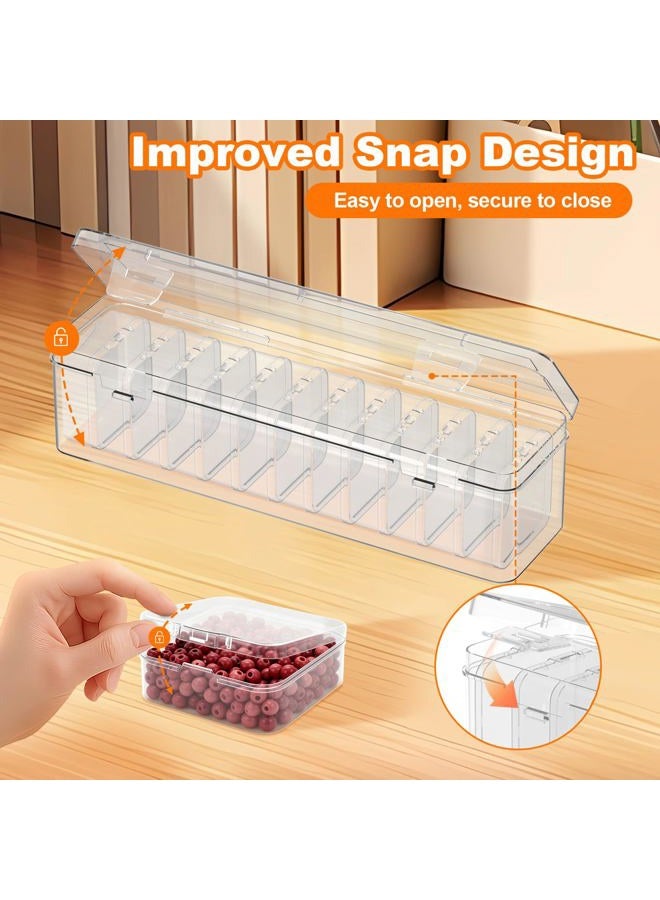 Profasion Bead Organizer Box, 12 PCS Clear Plastic Storage Containers Features Hinged Lid and Labels, Craft Storage Box for Jewelry, Diamonds, Clay Beads, Bracelets, Screws, Seeds, Small Parts - Image 5